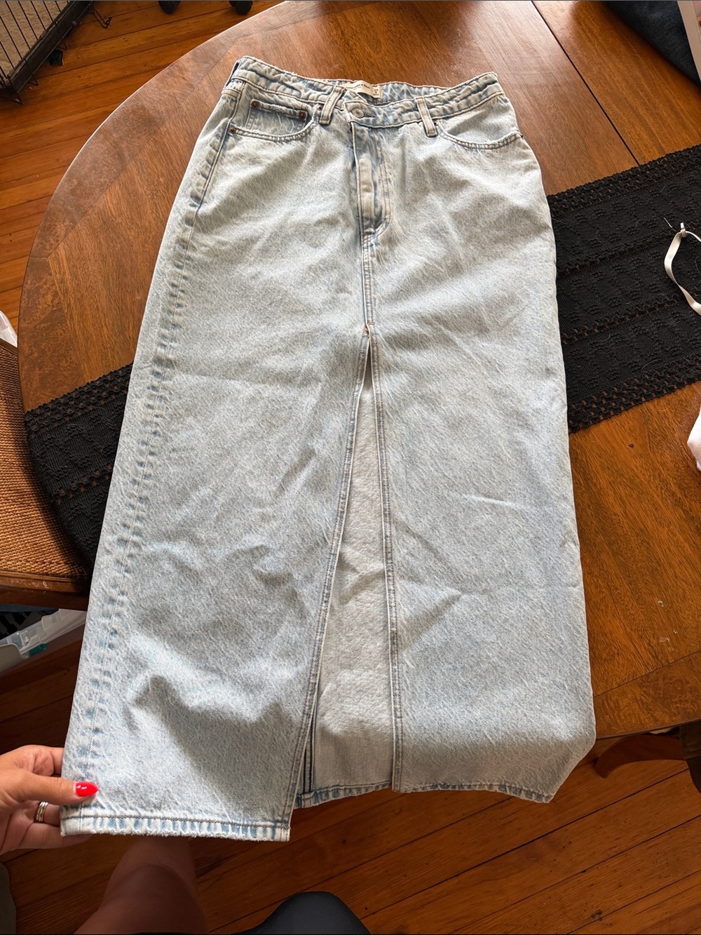Abercrombie & Fitch Light Blue High-Rise Denim Skirt